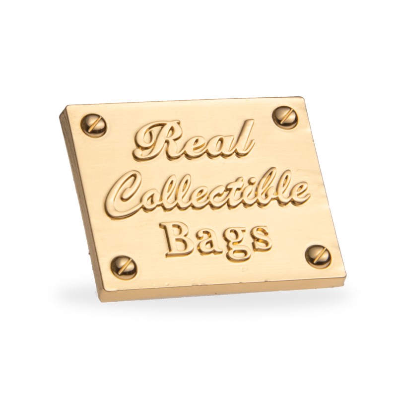 Ταμπέλα Μεταλλική, Τετράγωνη Handmade Bags, 3.5X2εκ, Χρυσό