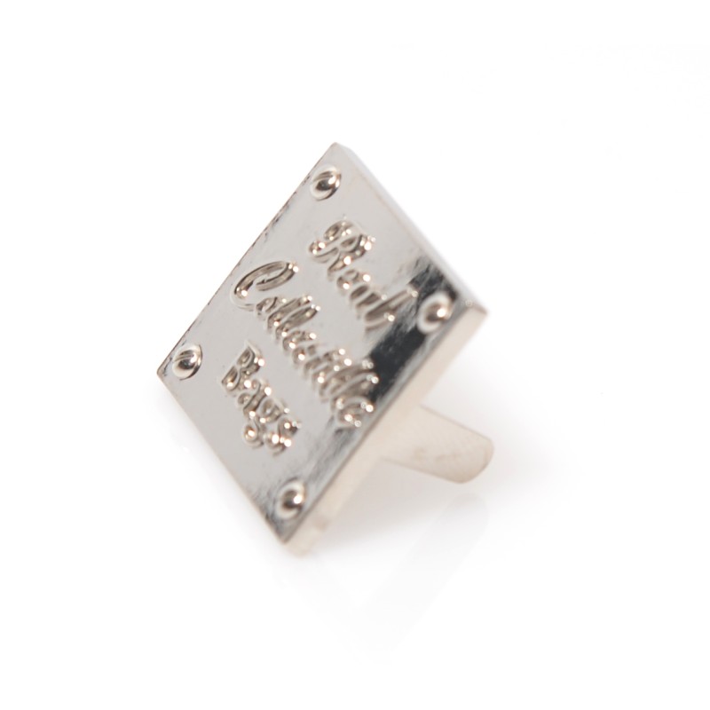 Ταμπέλα Μεταλλική, Τετράγωνη Handmade Bags, 3.5X2εκ, Νίκελ