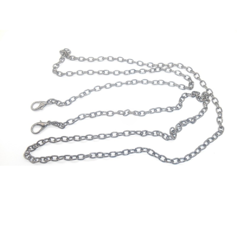 Αλυσιδάκι Ετοιμο 70εκ. με Παπαγαλάκια, Μαύρο Νίκελ