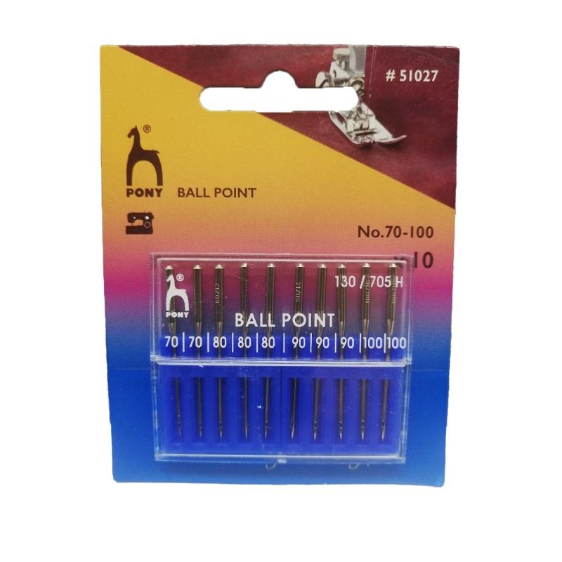 Βελόνες Μηχανής Pony για πλεκτά υφάσματα  No 70 -100     10 τεμάχια