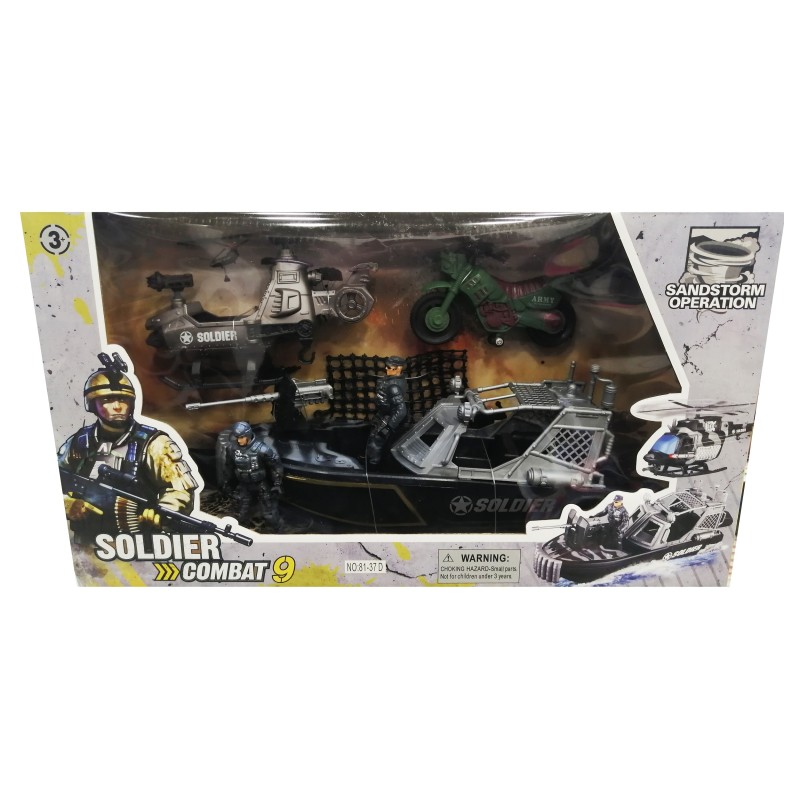 Στρατιωτικό Ελικόπτερο Με Βάρκα Και Μηχανή   27X48CM